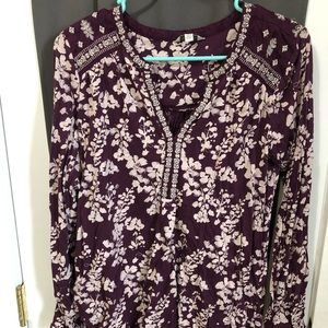 Lucky Brand Bohemian purple tunic-like blouse. Size M.